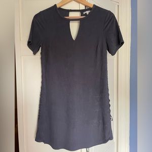 Black Swan dark purple faux suede mini dress